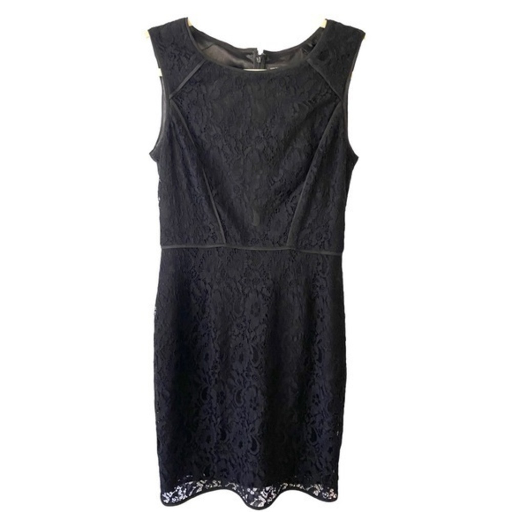 Ann Taylor Black Dressβ Sheath Sleeveless Elegant Floral Lace Fitted Dress. Sz 6